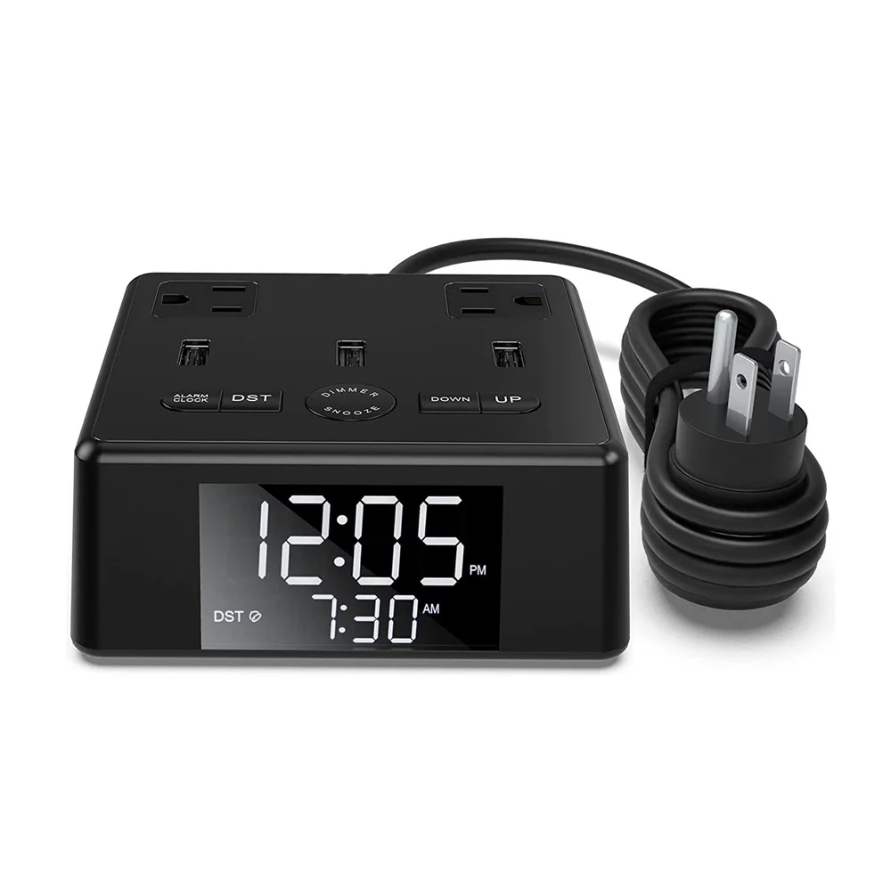 Светильник для пробуждения 3 Usb-порта 2 розетки переменного тока 6 футов шнур питания стабилизатор напряжения удлинитель зарядная станция кубический светодиодный цифровой