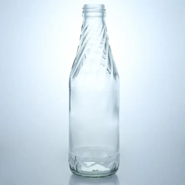 Custom Clear Green Glass Bottles 250ml 350ml 500ml Beverage Soda Water Bottle With Screw Cap