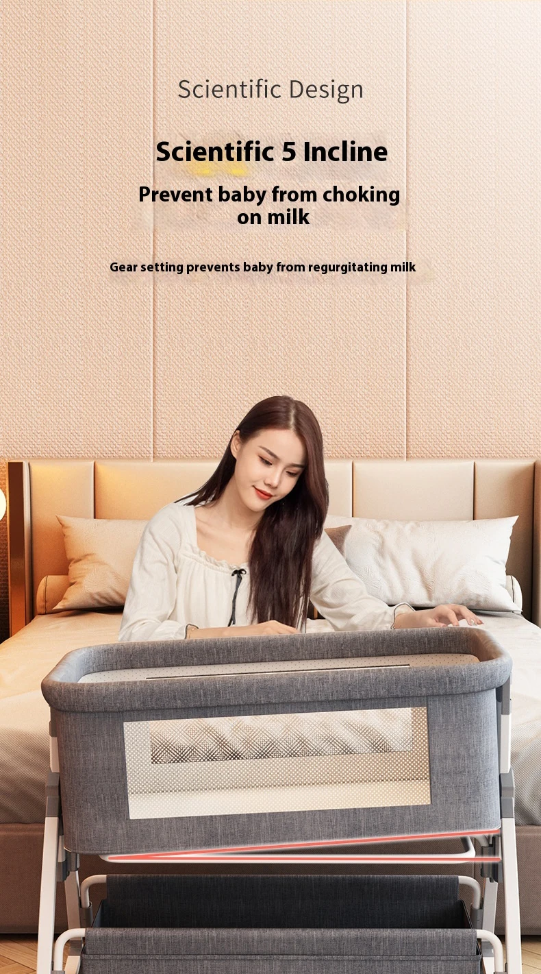 Modern Multi-functional Kids' Baby Crib Cot Baby Bassinet Cradle 3 in 1 Travel Baby Bed with Breathable Net Bedside Sleeper