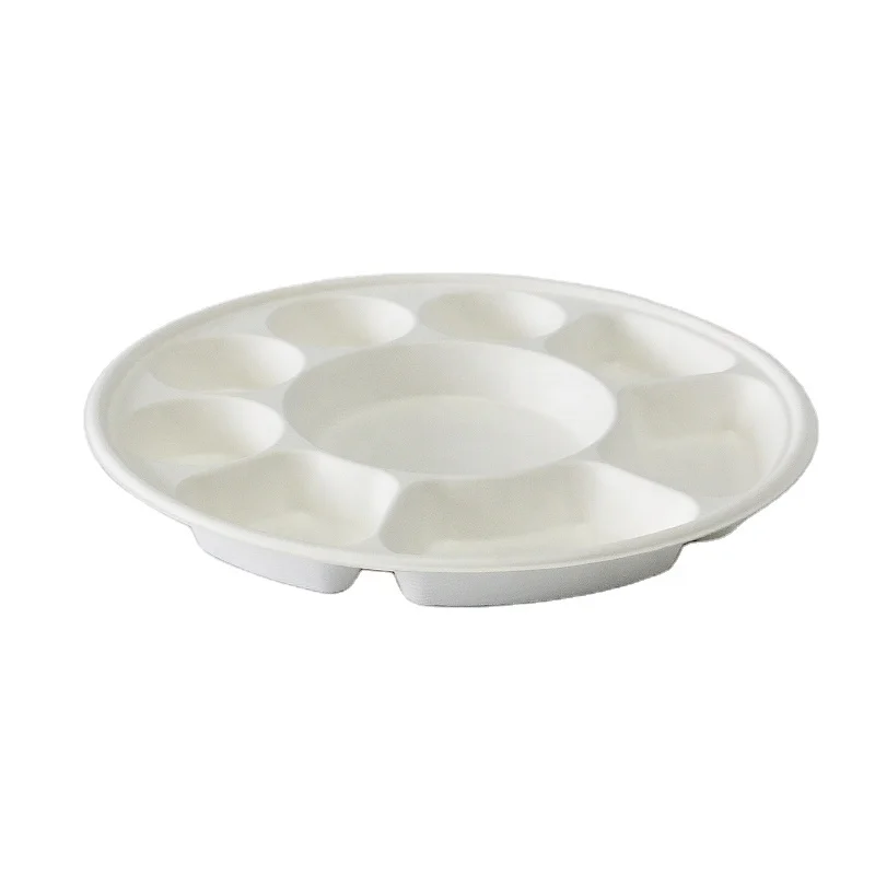 9 Compartment Food Tray Biodegradable Sugarcane Bagasse Food Tray