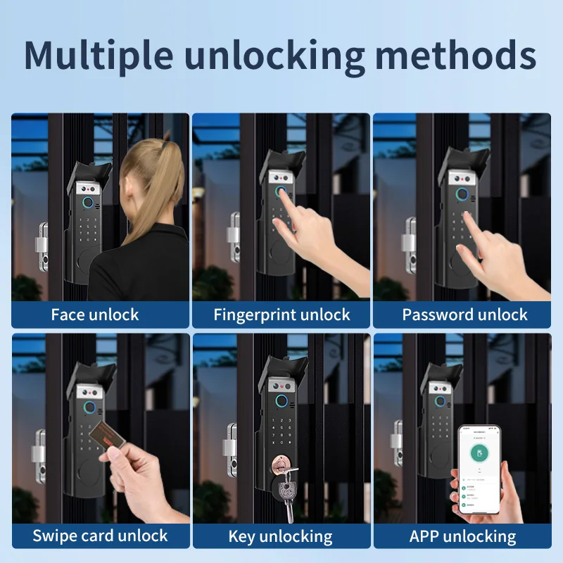 Apartment Tuya WiFi Smart Door Lock Anti Theft Waterproof Gate Double Cylinder Smart Rim Fingerprint Lock