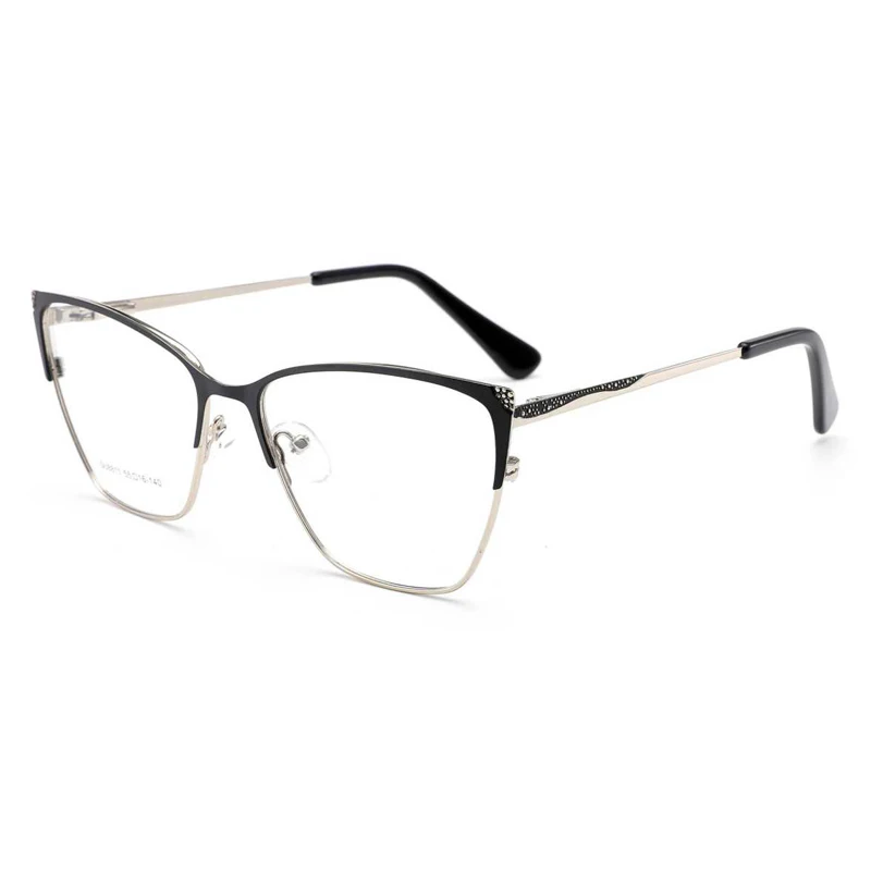 WHEF-GU8811 New Arrival Women Cat Eye Fashion Metal Eyeglasses Frames for All Face Eyewear Spectacles with Spring Tip Temple