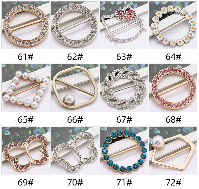 Fancy Design Apparel Metal Trims Rhinestone Buckle Pearl Silk Scarf Jewelry Accessories Gold Rose Gold Scarf Clips Ring