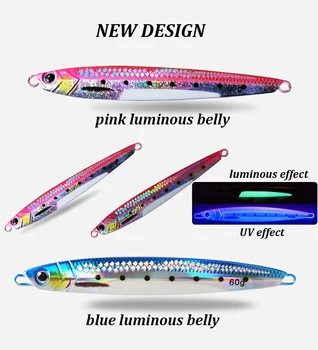 3D UV Printed Luminous 40g/60g/80g/100g Simulate Fish Metal Jig Lure Artificial Bait Slow Fall Pitch Jigging Fishing Jig Lure – Metal Jig – view 4