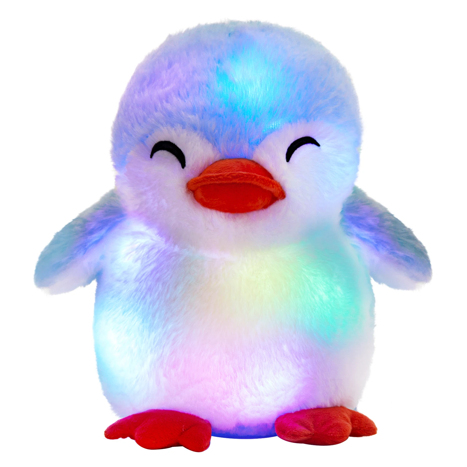 Glow Guards 12'' Light up Stuffed Blue White Penguin Snuggle Soft Plush Toy with LED Night Lights Glow Birthday for Toddler Kids
