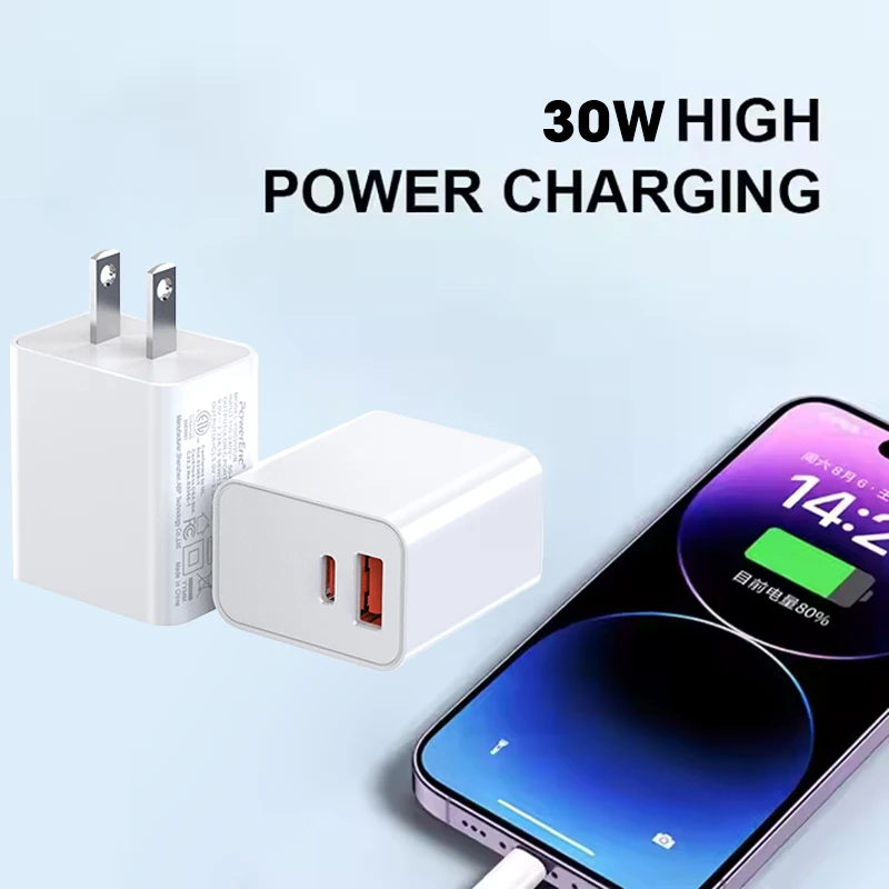 PD 30W Fast Charger Smart Technology Multi-Function for Mobile Phones Watches 5V 9V 12V 3A 20V1.5A Plastic FCC Certified