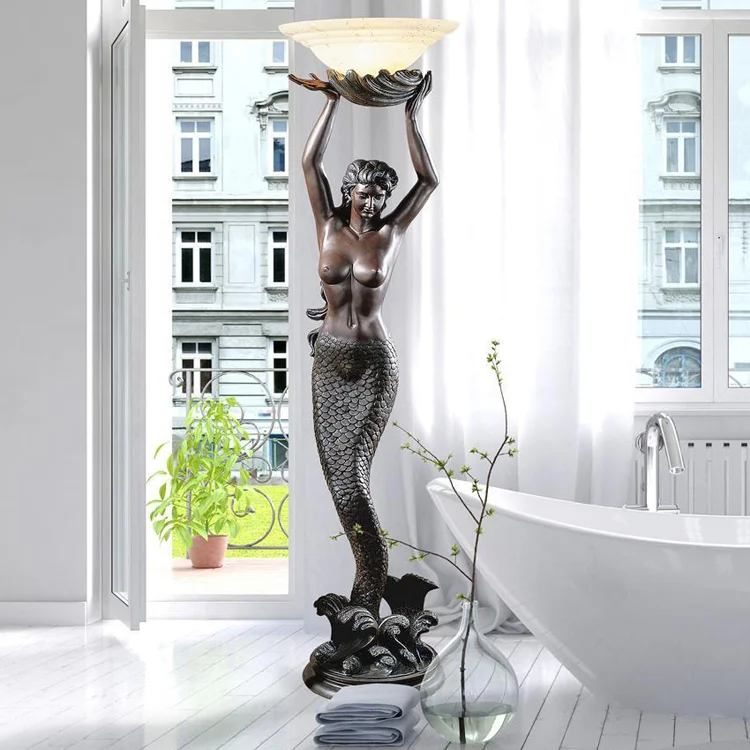 屋内装飾アンティーク等身大ブロンズランプ彫刻ブロンズ女性像