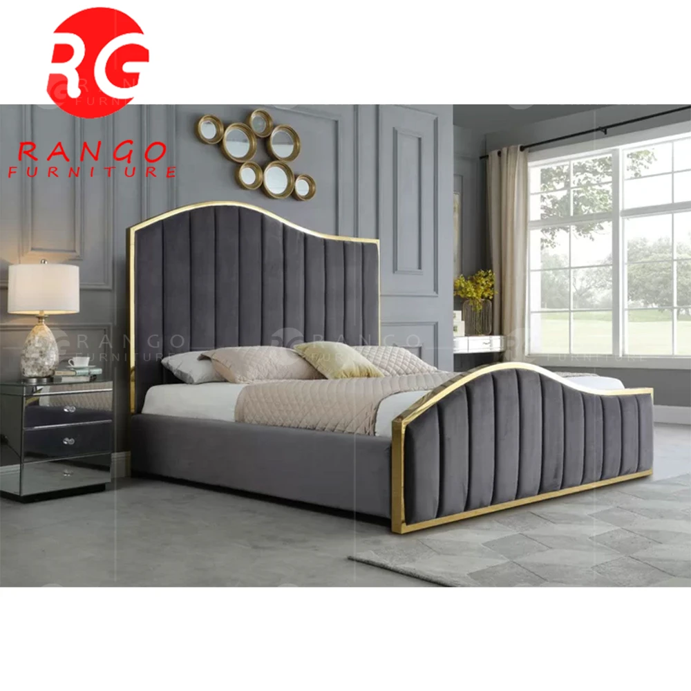 Hot Selling Popular Bedroom Set Modern Luxury Leather Double Bed Set