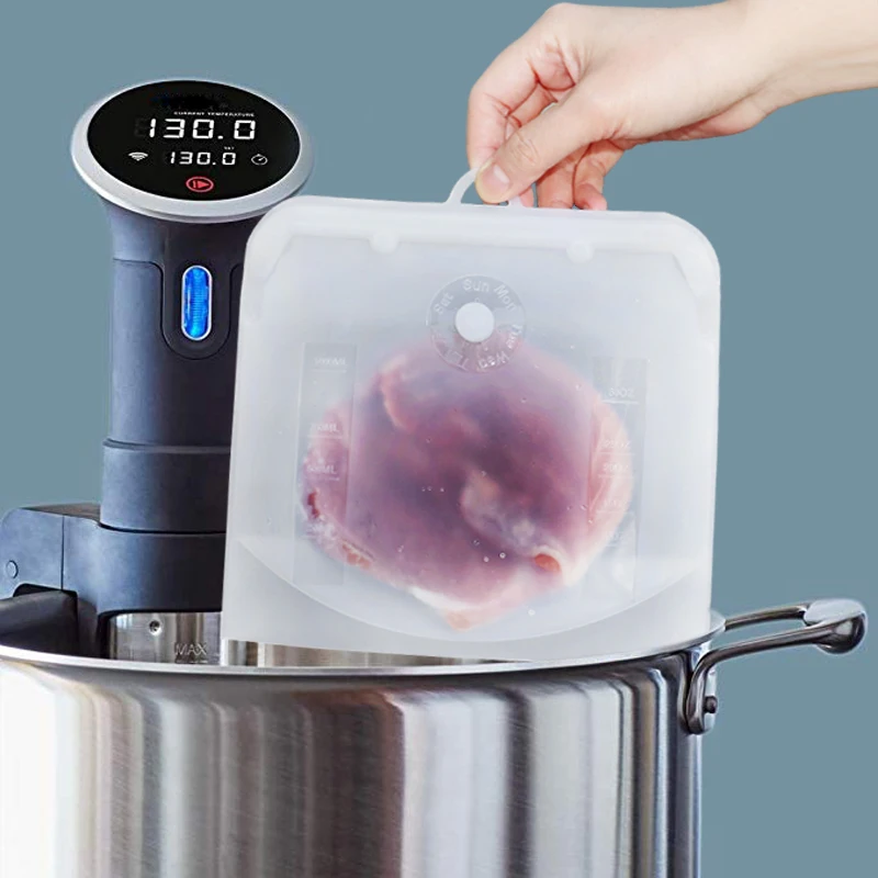 Newest Design Kitchen Fridge Containers Stand up Sous Vide Reusable Bag Silicone Food Storage Bag
