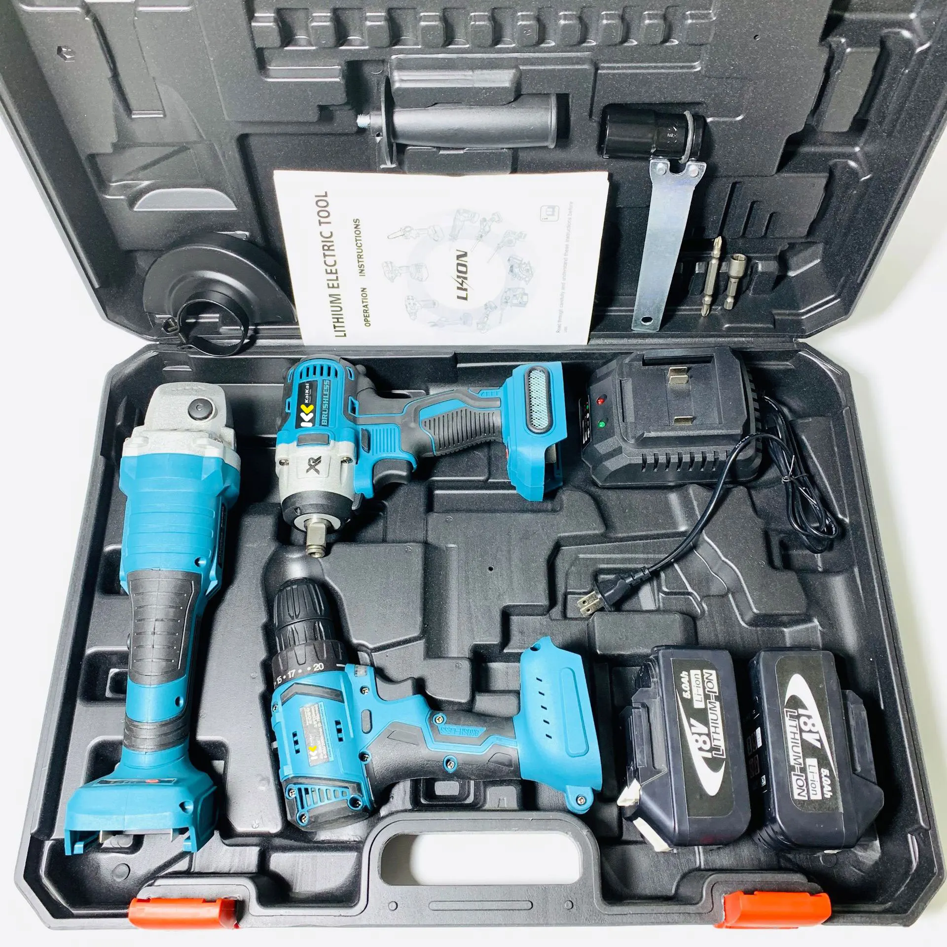 Kaikai 3 Piece Angle Grinder And Electric Drill And Impact Wrench18v ...