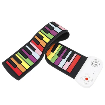 Foldable Dual Tone 49 Key Scroll Electronic Piano Foldable MIDI Rainbow Key Electronic Piano