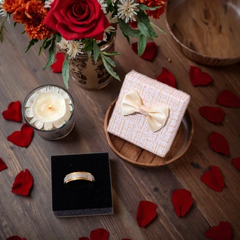 Ribbon Bow Ring and Earring Box Custom logo Paper Jewelry Packaging Box Valentine's Day Proposal Statement Jewelry Box Printing