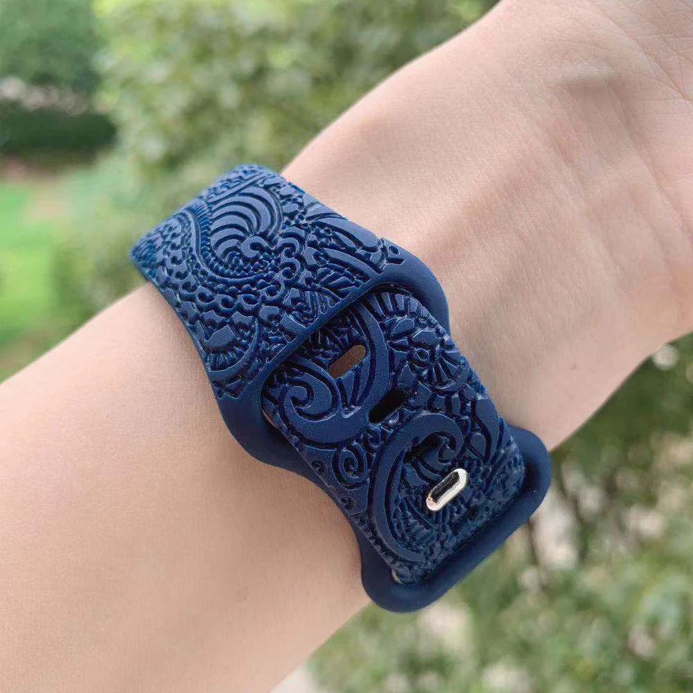 Custom Laser Engraved Silicone Watch Band Strap Watch Band For Apple