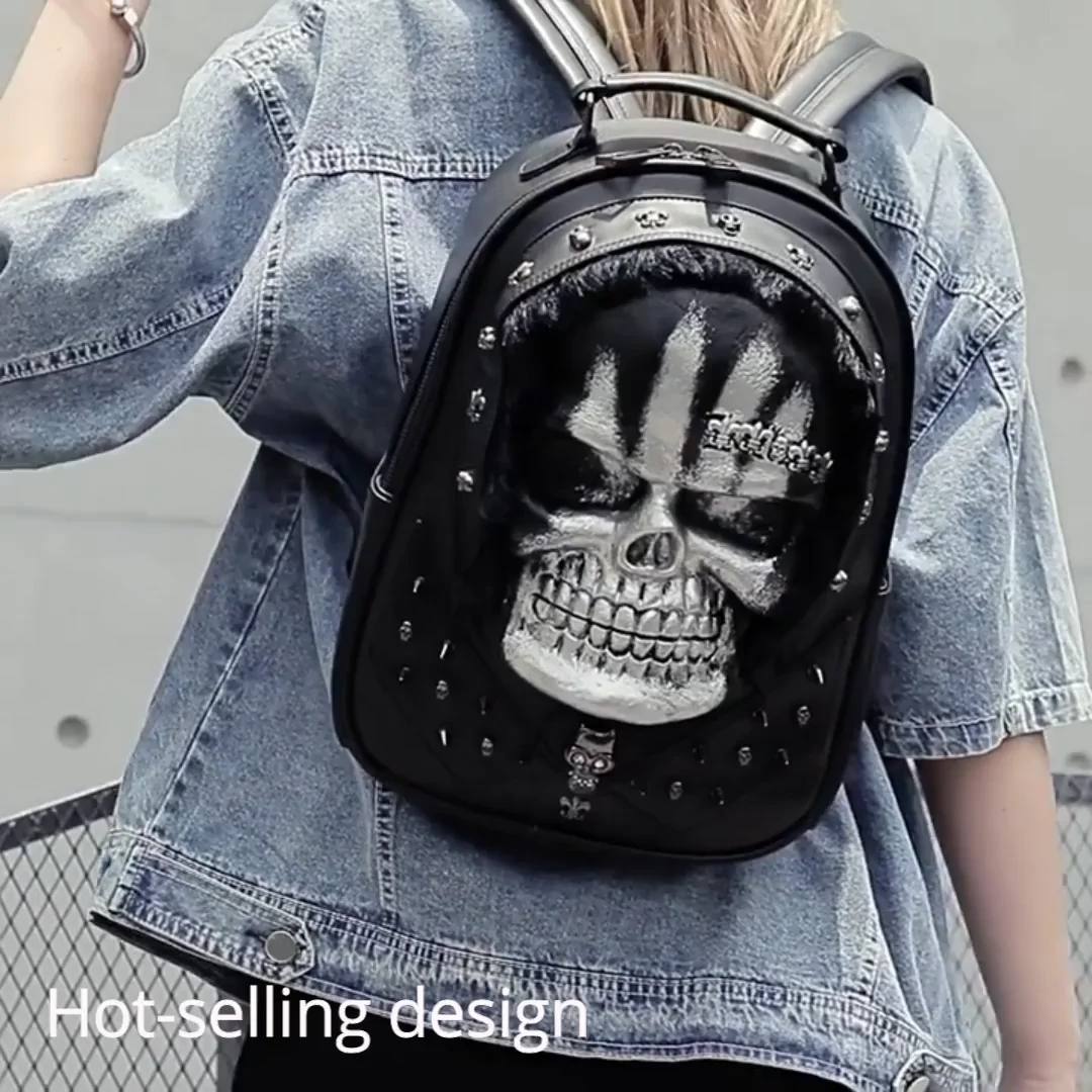 PU Leather 3D Ghost Face Skull School Student Shoulder Laptop Bag Travel Backpack Waterproof Embossed Ghost Head Knapsack PU Leather 3D Ghost Face Skull School Student Shoulder Laptop Bag Travel Backpack Waterproof Embossed Ghost Head Knapsack