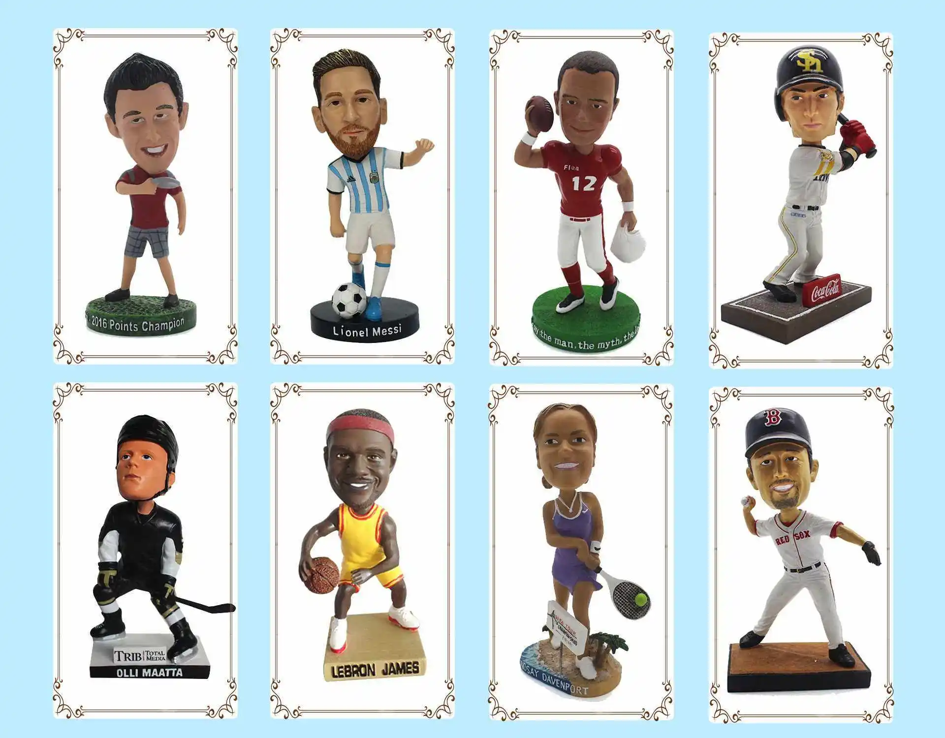 Custom Resin Crafts Bobblehead Doll Figurines Soccer Football Player