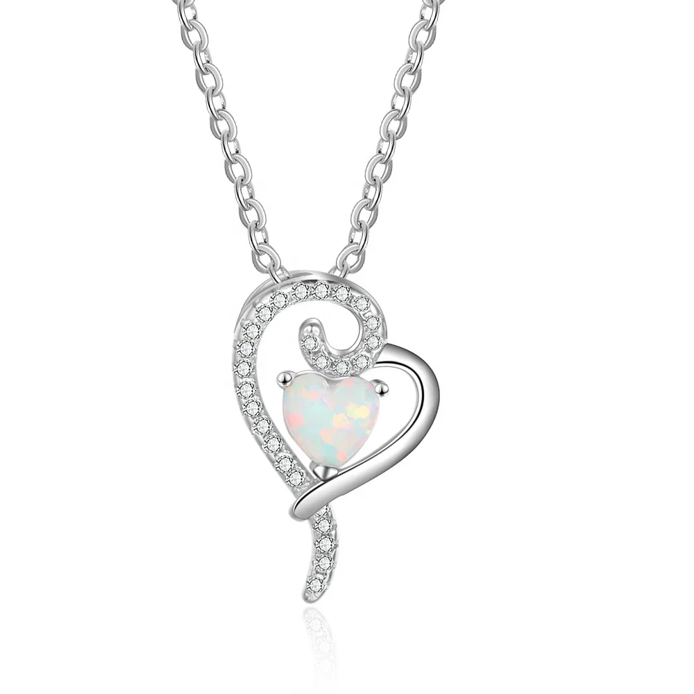 10k Yellow Gold Women's Love NEW Heart Synthetic Opal Pendant W/ Necklace 