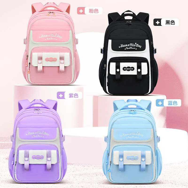 Three-piece Nylon Polyester 36-56L Female Student Schoolbag Air Cushion Strap Night Safe