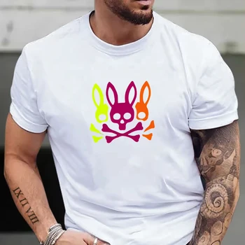 2024 Men's Rabbit Skulls Graphic Print T-shirt Casual Stylistic Short Sleeve Tees Oversized Tops For Big & Tall Males Plus Size