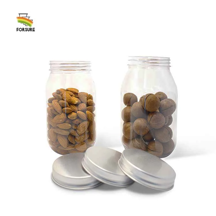 400 ml 530 ml Factory Price Plastic PET Jar With Aluminum Lid and Top Seal Food Grade Transparent Plastic Jar