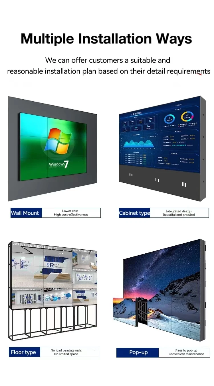 BOE 55 inch high brightness Splicing LCD panel DV550FHM-NVD support 1920(RGB)*1080, 500 nits,video wall LCD screen manufacture