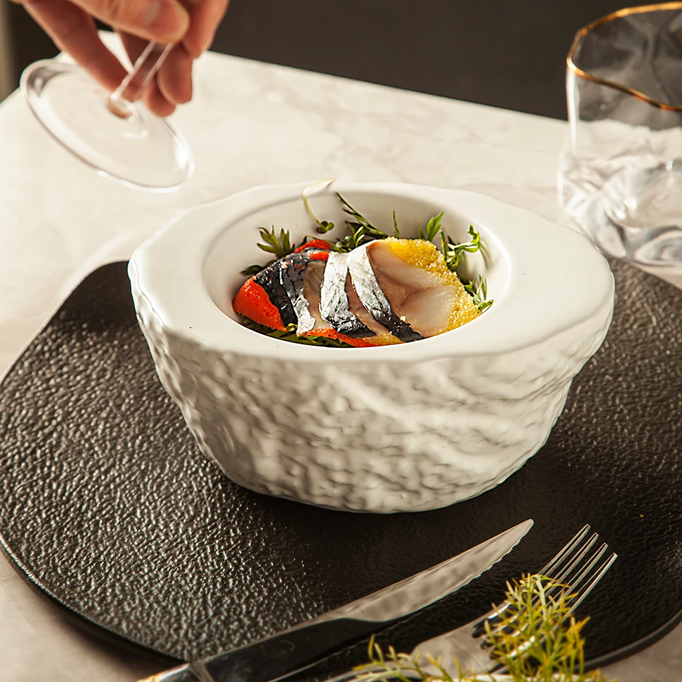 Kreative Porzellan-steinteller,Geschirr Für Catering,Tafelgeschirr Für Veranstaltungen,Matte Keramikplatten Für Restaurants
