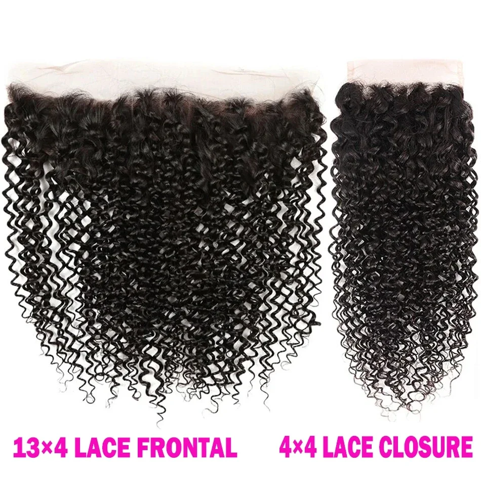 4x4 13x4 Transparent Lace Frontal Lukning Lige Vandbølget Kinky Krøllet Lace Closure 100% Remy Ægte Hår Forplukket_voghion.com