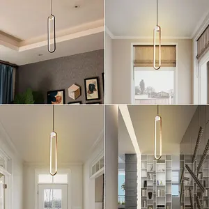 Contemporary Minimalist Kitchen Dining Linear Hanging Led Lights Pendant Modern