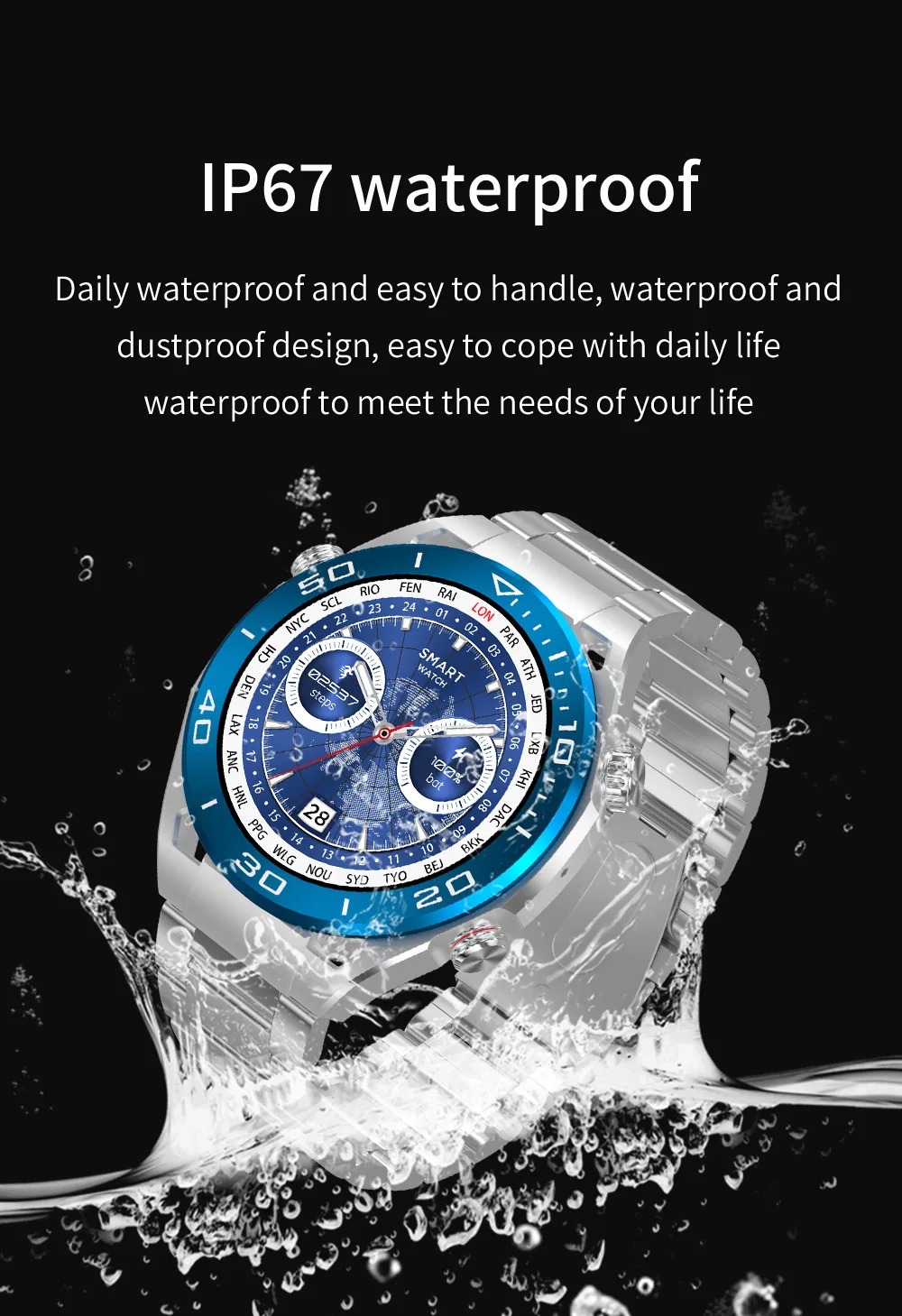 Мужские умные часы из нержавеющей стали, профессиональные спортивные часы SK4 с 1,45 дюймовым экраном высокой четкости, Смарт-часы для Android IOS