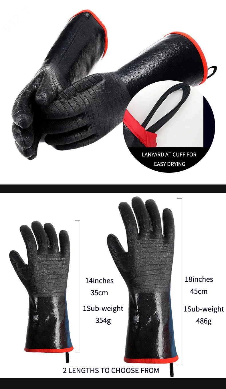 Перчатки для барбекю термостойкие неопреновые перчатки 18 дюймов духовки