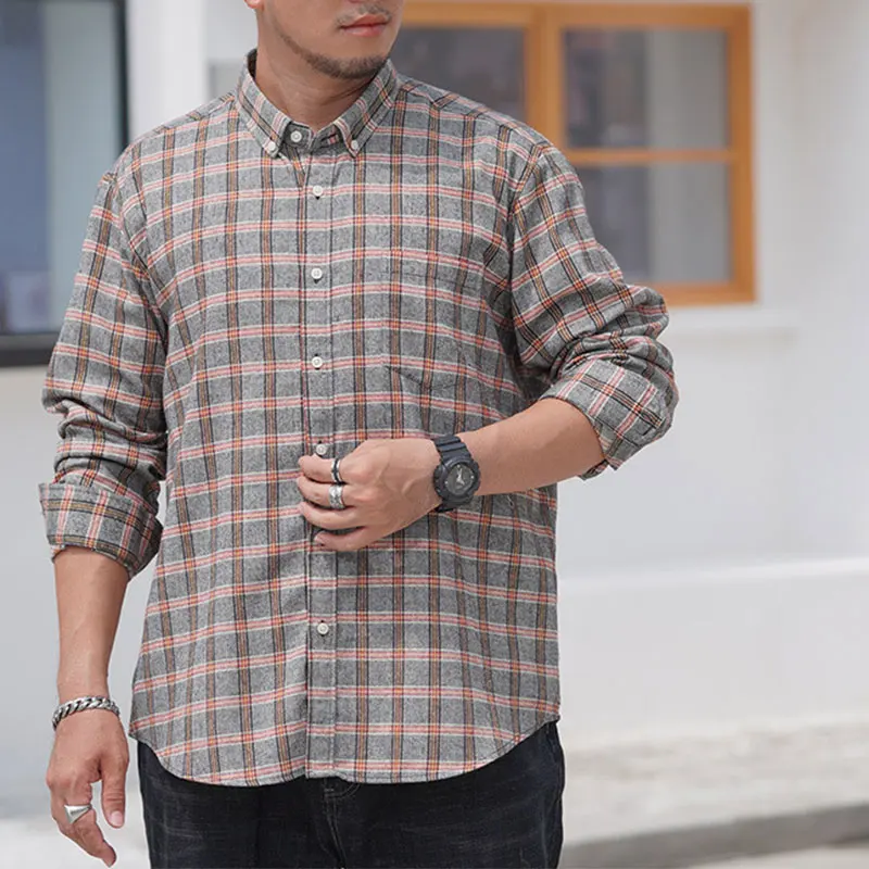 Winter Warm Unisex Cotton Blend Couple Cloth Blouse Modern Fit Plus Size  Long Sleeve Plaid Button up Casual Shirt for Men