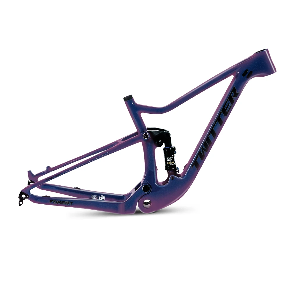 Twitter-Cuadro de bicicleta de montaña de fibra de carbono, mtb T1000,  doble suspensión, 29er