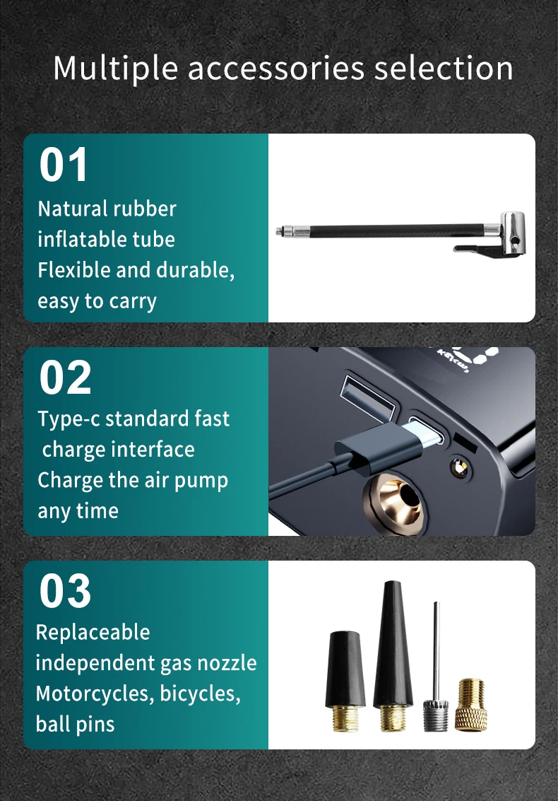 150psi Electric Tire Pump 4500 Mah Mini Wireless Inflator Portable Compressor Digital Car Pump