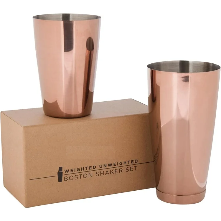 Good Price Food Grade Stainless Steel 304 Mirror Boston Shaker with Weighted Reusable 350ml-850ml Home & Bar Use with Custom Logo
