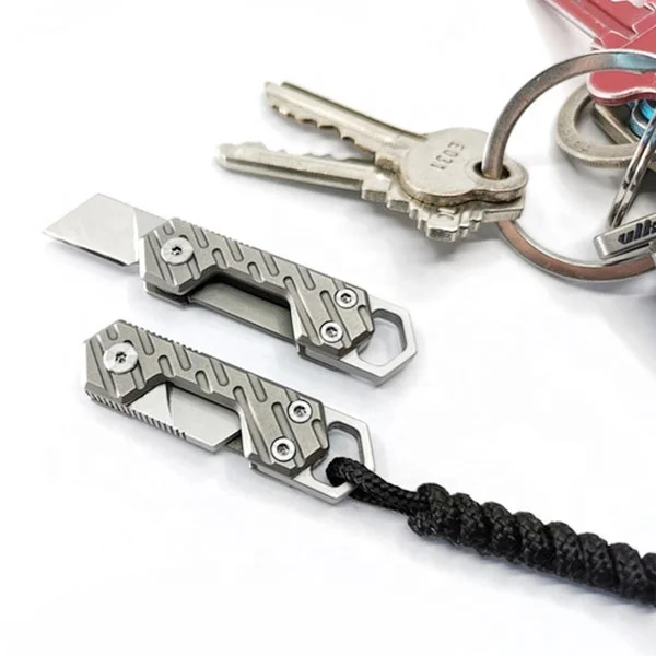 Custom Titanium Mini Handle Folding Knife Small Multifunction Pocket Keychain Knife