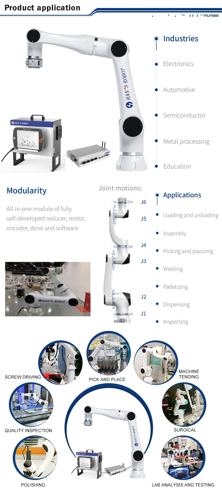 Hans Universal Robot Laser 6 Axis Collaborative Robot Elfin Industrial