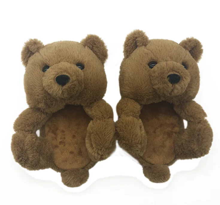 Новые поступления, красочные тапочки в форме плюшевого медведя для детей и взрослых, обувь с открытым носком в виде медведя, плюшевые тапочки в форме животных, детские тапочки в форме плюшевого медведя