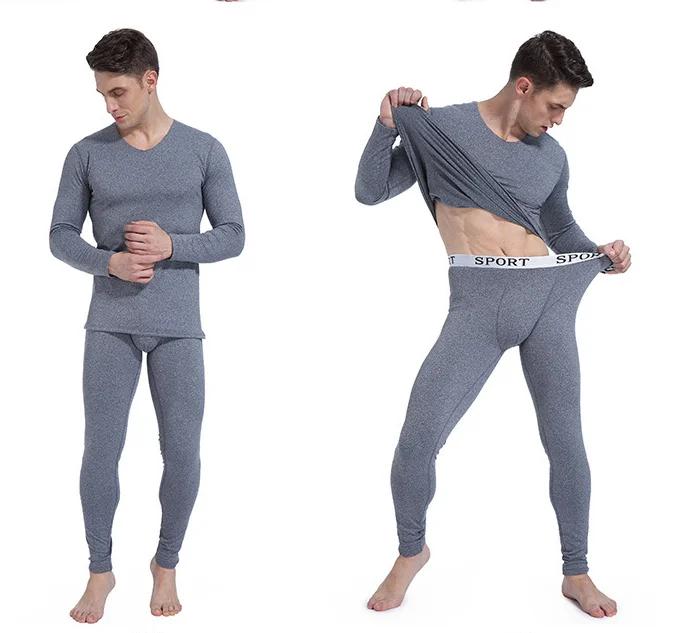 High Quality Classic Underwear Set Solid Color Thermal Underwear Men