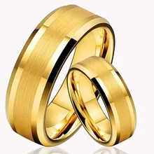 Tungsten Carbide Wedding Bands 8MM Width 3mm Stripe of Sand Flat Surface Gold Plated Fashion Jewelry for Women Men