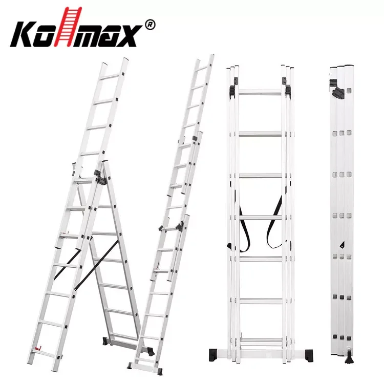 Aluminum 3 Section Extension Ladder With EN131 Household Factory Warehouse Roof