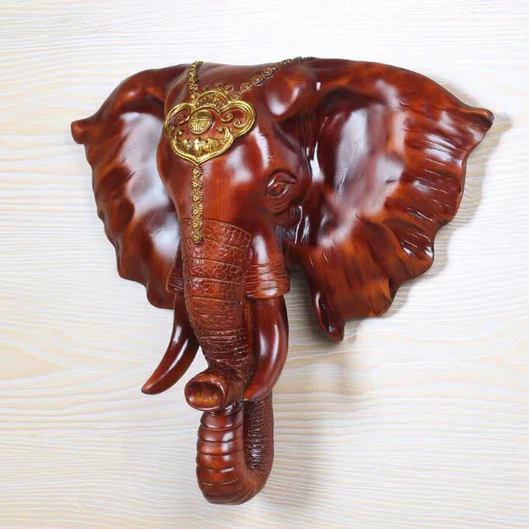 Factory Customizable Abstract Elephant Animal Head Statue Indoor Home Decor Feng Shui Wall Hanging Metal Casting Decoration