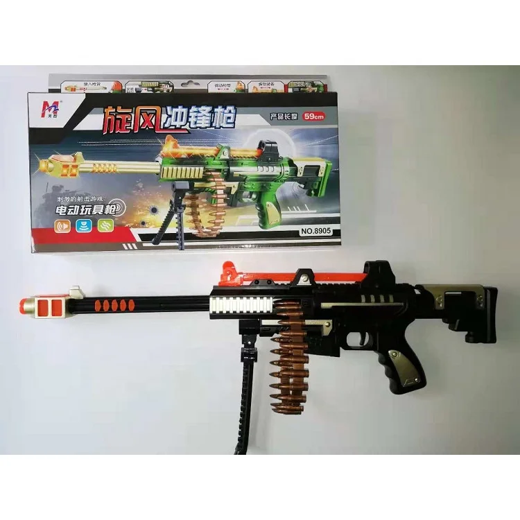 Pop It Electric Bullet Chain Machine Gun Toy Wholesale Toy Guns Music Gun Toy for Kids