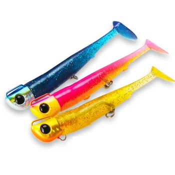 CHEERY T Tail Jig Head Soft Fishing Lure 110mm 35g Long Casting Saltwater Artificial Bait Seabass Sinking Jigging Set – Soft Lure – view 3