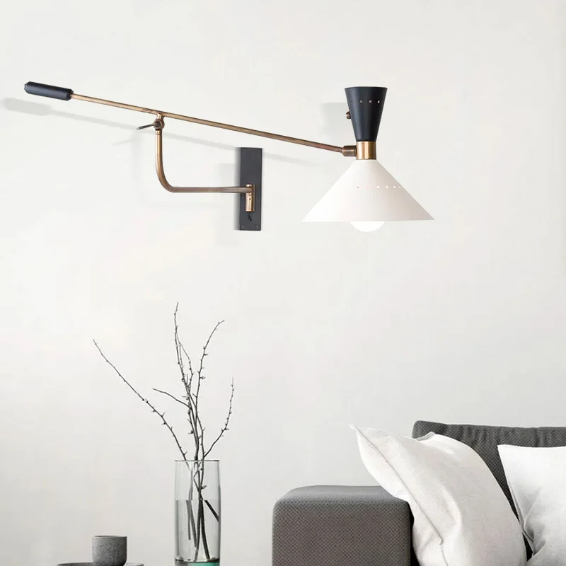 Industrial Creative Rotatable Swing Arm Bracket Sconce Wall Lamp Bedroom Living Room Modern LED Indoor Wall Light