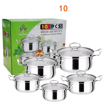 hotsale pot set 10pcs stainless steel cooking pot kitchen utensils kitchen accessories set cookware set