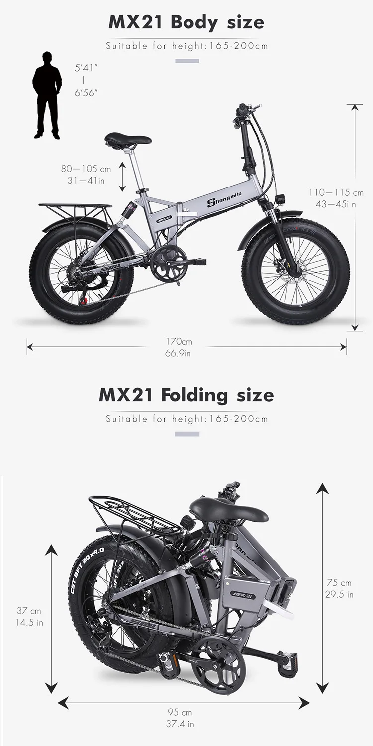 Electric Folding Bicycle 20 Inch 48v500w/1000w High Power Assist ...