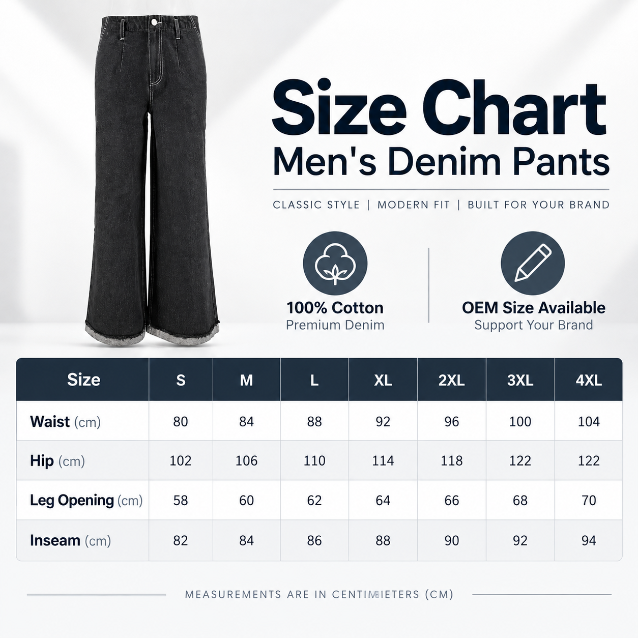High Quality Vintage Black Custom Midweight Eco-Friendly Breathable Cotton Denim Summer Wide Leg Distressed Solid High