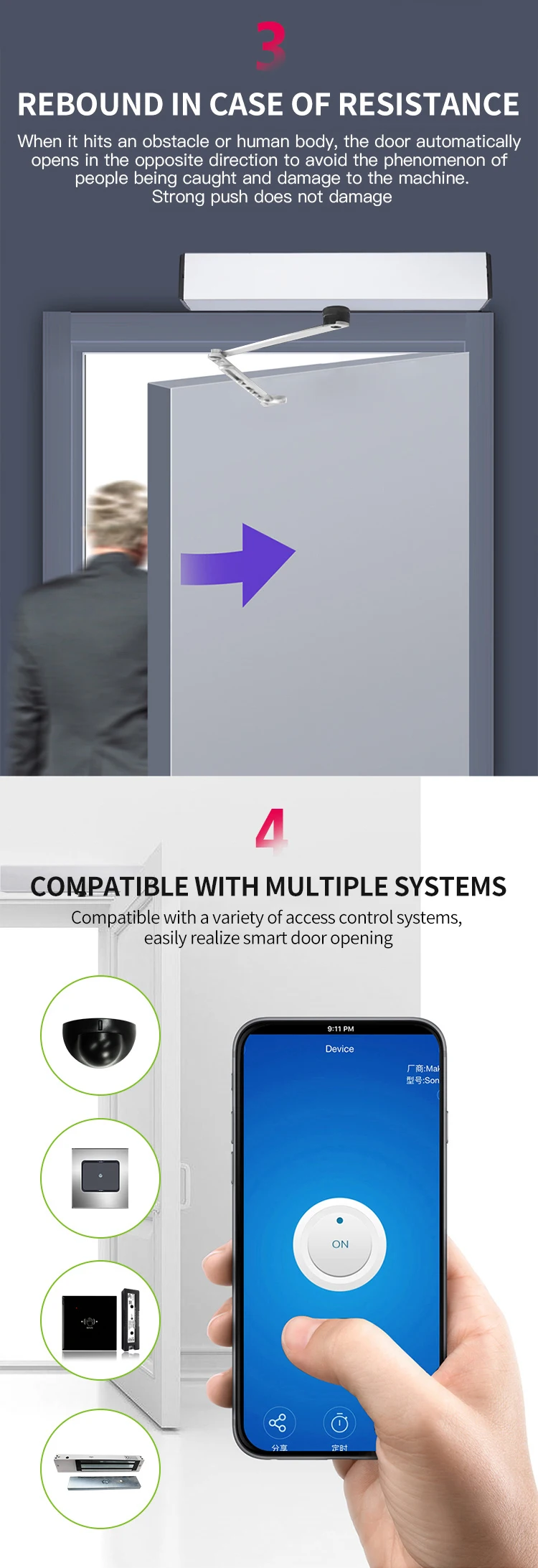 Smart Automatic Door Opener Electric Residential Swing Automatic Swing