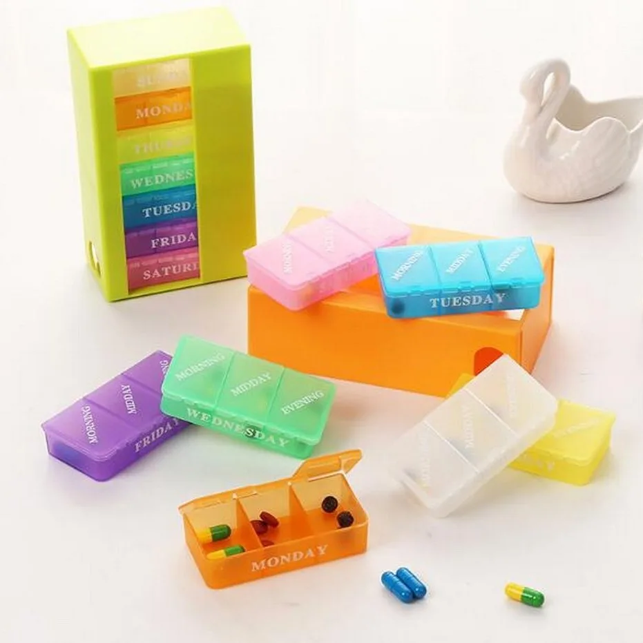 Customized Color PP Material Weekly Journey Vitamin Medicine Organizer 7 Days Weekly Pill Box