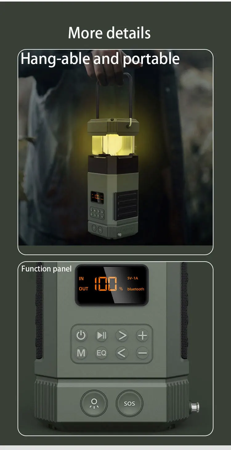 New Design Multi Lantern Speaker Dab Fm Radio Solar Charging Camp Lamp