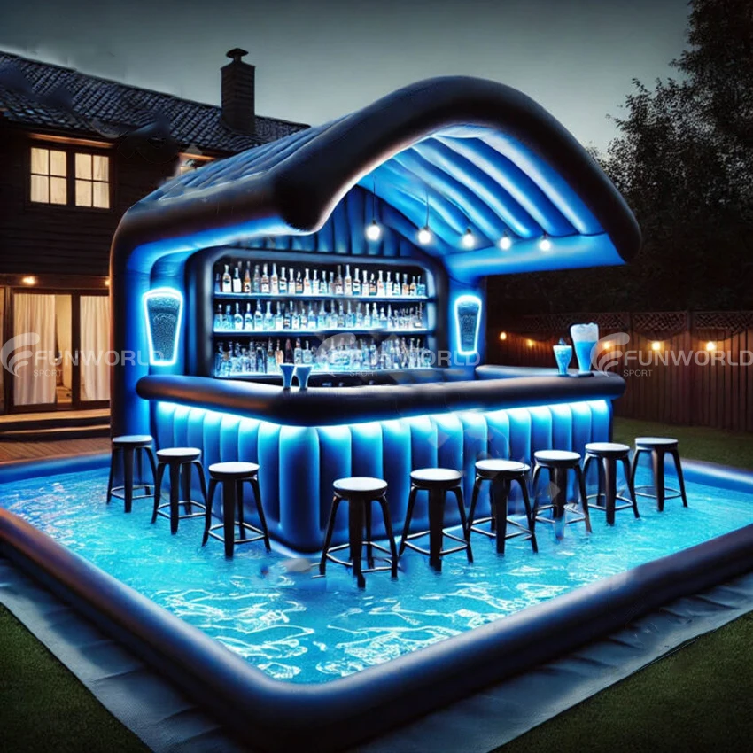 Plateforme de bar flottant gonflable de luxe pour fête à la piscine avec tente de loisirs - Chine Bar flottant gonflable et bar de luxe de la piscine prix